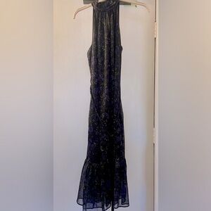 Elie tahari floral print belted chiffon dress